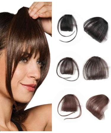 Glamza Clip In Fringe 'Big Bang' Dark Brown Hairpiece for Women - Sideburns Optional - Buy Online on GoSupps.com