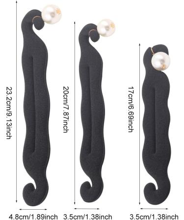 3pcs Pearl Hair Bun Maker for Women Lazy Hair Curler Bun Clips Flexible Foam Sponge Donut Maker for Making DIY Hair Styles Magic Hair Styling Tool Accessories(black) - Buy Online on GoSupps.com
