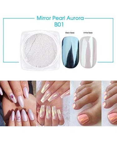 Shimmer Aurora Nail Glitter Powder Set - Neon Mermaid Dust Chrome Pigment for High Gloss Nail Art - 7 Boxes with Sponge Sticks - Buy Online on GoSupps.com