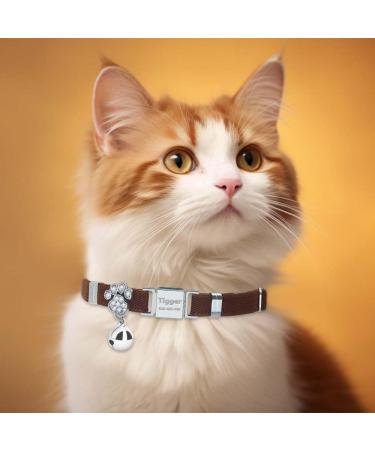 Personalized Chocolate Cat Collar with Name & Phone Number - Engraved & Bell - International Shipping - Buy Online on GoSupps.com