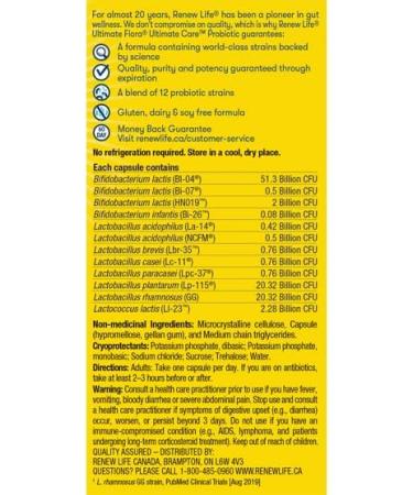 Renew Life Probiotics Ultimate Flora Ultimate Care Probiotic Helps manage antibiotic-associated diarrhea 100 Billion Active Cultures 30 Vegetarian capsules - Buy Online on GoSupps.com