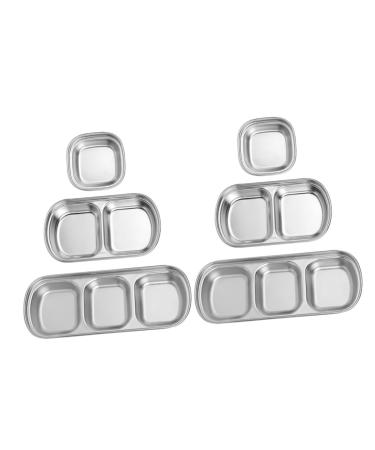 Ciieeo 6 Pcs Seasoning Dish Seasoning Plate Metal Small Appetizer Dish Sauce Dish Stainless Steel Dipping Bowls Metal Condiment Dishes Wasabi 304 Stainless Steel Japan Household 20x8cmx2pcs As Shownx2pcs