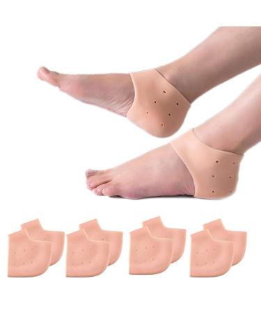 4 Pairs Silicone Heel Cups  Plantar Fasciitis Inserts  Breathable Heel Socks Protectors for Dry Cracked Heel and Reduce Pains of Plantar Fasciitis for Men and Women