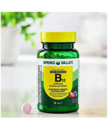 4 TOP CARE Extra Strength Vitamin B12 Metabolism Support Dietary Supplement Fast Dissolve Tablets Mixed Berry 5000 mcg 45 Count - Buy Online on GoSupps.com