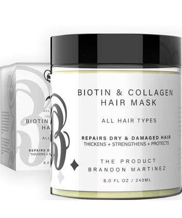 Made With Love Biotin and Hydrolyzed Collagen Hair Mask for Dry & Damaged Hair with Aloe Vera Avocado Oil Vitamin E Oil Kelly & Brandon (8oz) 8 Ounce (Pack of 1)