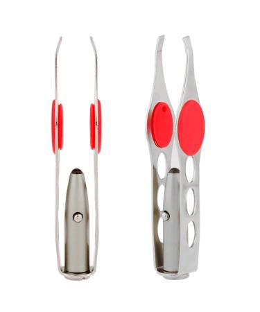 2pcs Tweezers with LED Lighting LED Eyebrow Tweezers Stainless Steel Eyebrow Tweezers Hair Removal Makeup Tools