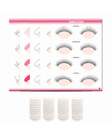 40 pcs Eye Shaped Practice Sponges and 5 Sheets Lash Mapping Exercise Cards for Eyelash Beginners Lash Extension Supplies (C)