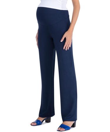 MAMAJEANS Cinzia Wide Leg Maternity Palazzo Trousers - Blue - Over The Bump Full Panel - Perfect Work Office Pants for Pregnant Women - Buy Online on GoSupps.com