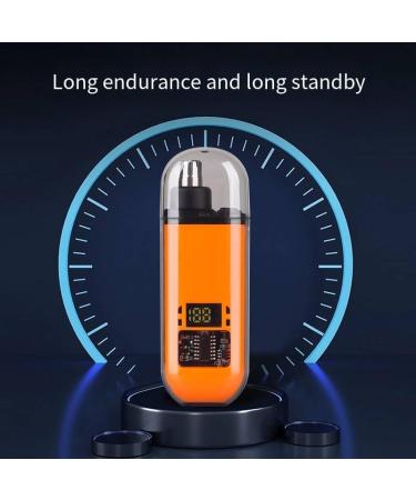 Portable Nose Hair Trimmer for Men & Women - Rechargeable Washable LED Display 10000 RPM Motor Dual-Edge Blades - Orange - Buy Online on GoSupps.com