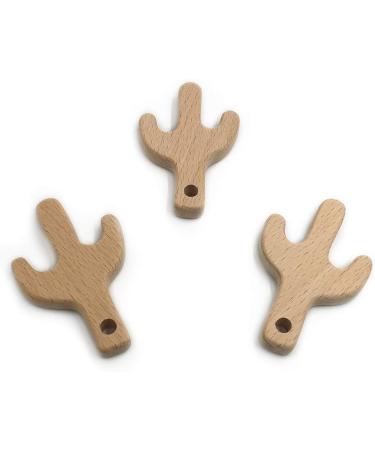 Wendysun 10pcs Cartoon Wood Teether - Natural Animal Cactus Shape Baby Teething Toy - Buy Online on GoSupps.com