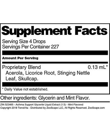 TerraVita Asthma Support Glycerite Liquid Extract (1 oz) - Mint Flavored | ZIN 523465 - Buy Online on GoSupps.com