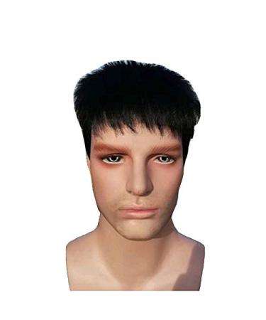 BGHJUE Mens Wig Male Hair fashion Synthetic Natural Black Short Straight Daily Wigs Black