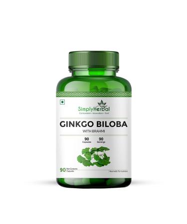 Simply Herbal Ginkgo Biloba 120mg with Bacopa Monnieri Extract Brahmi 380mg for Enhanced Focus Promotes Blood Circulation Supports Mental Clarity Memory and Learning 90 Capsules