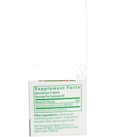 Beano Food Enzyme Dietary Supplement Tablets - 100 ct Pack of 6 - Buy Online on GoSupps.com