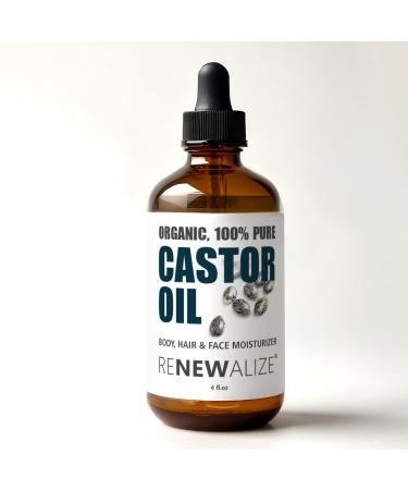 ORGANIC CASTOR OIL FACE MOISTURIZER - Cold Pressed - All Natural Skincare treatment - For use with the Oil Cleansing Method on Face and Skin - 4 fl oz