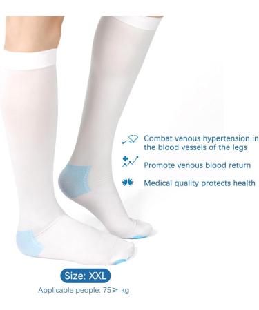 Buy Medical Compression Socks for Edema - Graded Support Open Toe Knee Cups Cotton XX-Large Anti-Thrombo - Buy Online on GoSupps.com