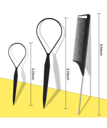 TsMADDTs Black Hair Ties Set for Women & Girls - 30 Cotton Seamless Elastic Bands, 500 Mini Rubber Bands, 2 Hair Loop Tools, 1 Comb - Buy Online on GoSupps.com