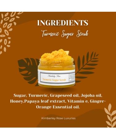 Exfoliating Sugar Scrubs for Body Face and Feet with Essential Oils and Vitamin E (Turmeric Sugar Scrub) Turmeric Brightening Scrub for Acne Dark Spots and Dull Skin With Honey Papaya Grapeseed - Buy Online on GoSupps.com