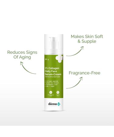 Buy 1% Collagen Daily Face Serum-Cream with Green Tea & Hyaluronic Acid | Plump & Tight Skin | 50g - International Shipping - Buy Online on GoSupps.com