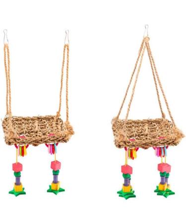 POPETPOP Bird Hammock-Bird Foraging Toy Perch Net Seagrass Mat Parakeet Swing Bird Toys for Cockatoo Cockatiels-Conure-Budgie-Parakeet-Lovebird-Parrots - Buy Online on GoSupps.com