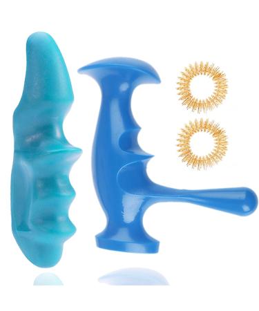 Manual Trigger Point Massage Tool and Thumb Saver for Full Body Deep Tissue Massage, with 2 Pieces Finger Ring, Stress Relief