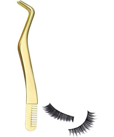 Curved Stainless Steel Eyelash Tweezers | Precision Eyelash Extension Tools for Women & Girls | Rianpesn Gold - Buy Online on GoSupps.com