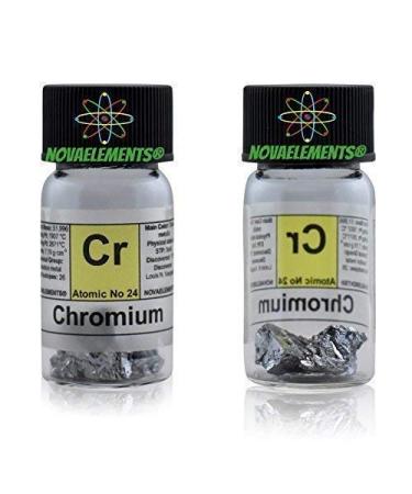 Chrome M tallique l ment 24 Cr 5 Grammes 99 8% en Flacon de Verre avec Etiquette