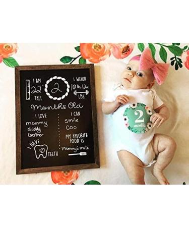 Wood Framed Baby Monthly Milestone Chalkboard | Reusable 12x16 Baby Calendar Board - Buy Online on GoSupps.com