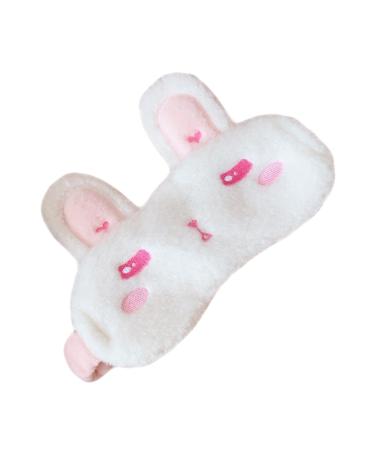 Lurrose Bunny Ears Eye Mask Sleeping Mask Silk Eye Mask Bunny Stuffed Animal Fluffy Sleeping Eye Cover Plush Eye Travel Eye Cover Sleeping Eye Mask Portable Eye Patch Lovely Eye Patch Girl White 02 1 Count (Pack of 1)