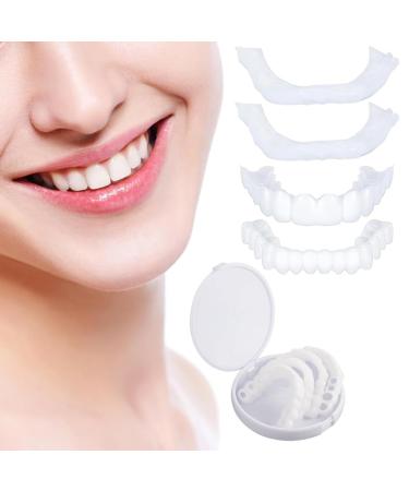 Fluktrix 4 pieces of artificial teeth clip-in-veers snap prostheses artificial silicone teeth white cosmetic artificial tooth immediate improvement in self-confident smile