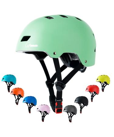 Bike Skateboard Helmet, Adjustable and Multi-Sport for Skate Scooter, 3 Sizes for Adult Youth Kids Toddler Mint Green Large