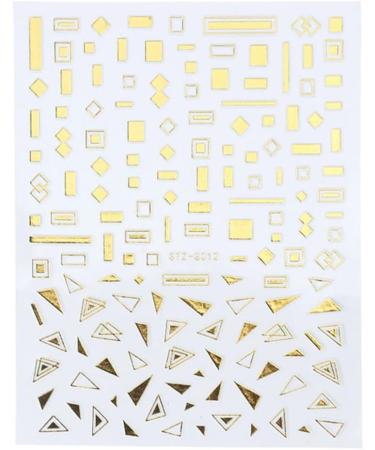 Gold/Silver Nail Art Geometric Pattern Decals Curve Patch 3D Nail Sticker Fake Fingernail Accessories Stripe Lines Nail Paste(Type B gold) Goldtype B - Buy Online on GoSupps.com