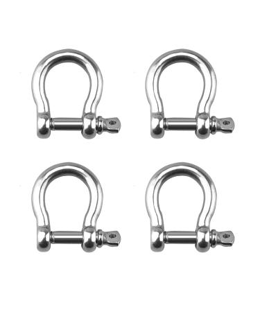 Enenes 4 PCS 1/4 Inch 6mm Screw Pin Stainless Steel Anchor Shackle 304 Stainless Steel Bow Shape Anchor Shackle for Traction Steel Wire to Lifting Sailing Bracelet Anchor Chain