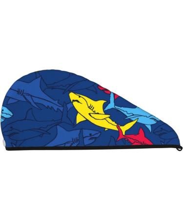 Cartoon Shark Microfiber Hair Towel | Super Absorbent Coral Velvet Wrap for Long Curly & Thick Hair - Quick Dry for Women - Buy Online on GoSupps.com