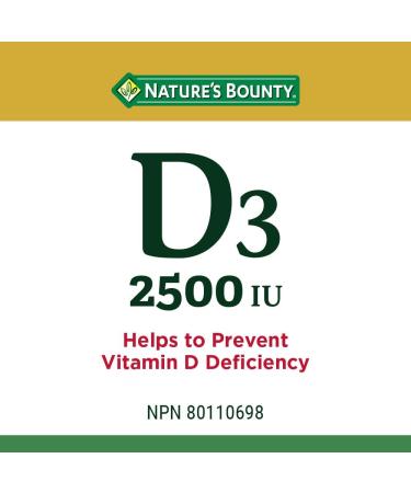 Nature's Bounty Vitamin D3 2500 IU Helps to prevent Vitamin D deficiency 100 Softgels - Buy Online on GoSupps.com