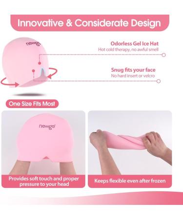 NEWGO Migraine Mask - Full Coverage Ice Headache Hat for Cold Compress Relief | Pink Sinus & Stress Relief - Buy Online on GoSupps.com