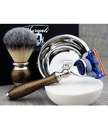 5 Pc Men's Shaving Kit - Safety Razor Badger Hair Brush Soap Bowl & Alum - Perfect Grooming Set for Men - Buy Online on GoSupps.com
