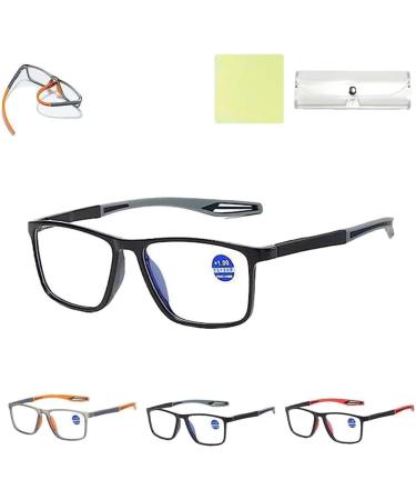 Endyniner Men's Sports Ultra-Light Anti-Blue Light Presbyopic Glasses-Sports Cycling Reading Glasses Dual Focus Anti Blue Light Reading Glasses Portable Cycling Glasses for Men 1.5 X Black Black