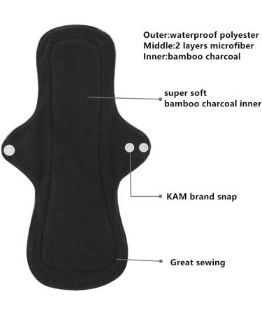 Asenappy Reusable Menstrual Pads - Bamboo Charcoal Menstrual Cloth Pads | Heavy Incontinence Pads | Reusable Sanitary Pads - Pack of 5  1 Cloth Mini Wet Bag 5xlround - Buy Online on GoSupps.com