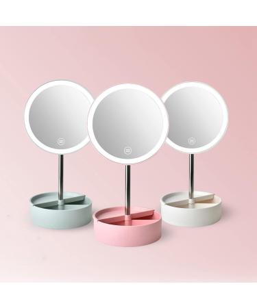 Beifenl Portable LED USB Recharge Storage Base Beauty Desktop Make Up Mirror (Creamy White) - Buy Online on GoSupps.com