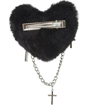 hgnxa Plush Heart Shape Side Hair Clip with Dangle Duckbill Hairpin for Woman Carnivals Taking Photo -slip Hairpin Black - Buy Online on GoSupps.com