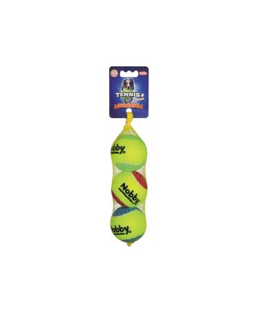 Nobby Tennis Ball with Squeaker M: 6.5 cm 1 Net (1 x 3 pieces) Multicoloured M