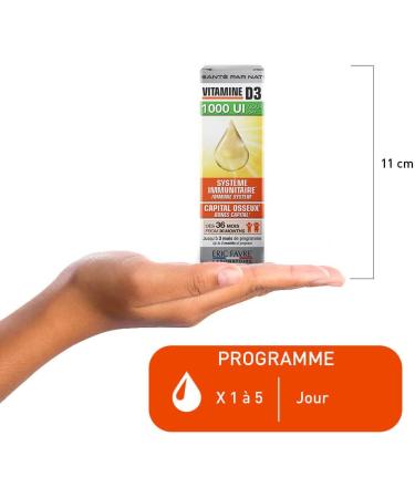 VITAMIN D3 - Natural Vitamins D3 and Vitamin E - Strengthens Bone Capital and Immune System for All - Dropper 20 ml (400 tastes) - French Laboratory Eric Favre - Buy Online on GoSupps.com