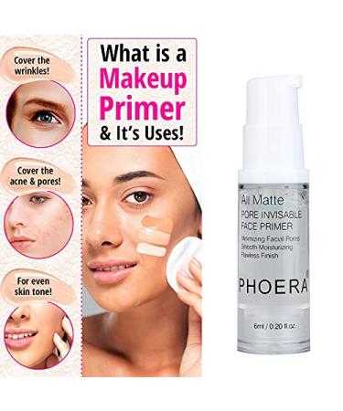 PHOERA 2 Pack Face Primer - Mattifying & Anti-Aging Formula for Smoother Skin - 6ml / 0.2 Fl Oz - Buy Online on GoSupps.com