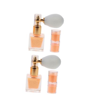 Beavorty 2 sets Cosmetic Loose Nail Shimmer Women Powder Hair Gloss Makeup Highlighter Make for Spray Orangex2pcs 7.4X6.8CMx2pcs
