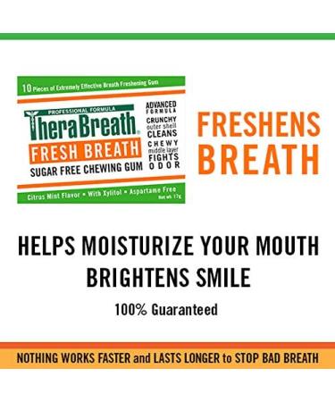 TheraBreath Citrus Mint Chewing Gum with Zinc - 10 Count (Pack of 6) | Fresh Breath Gum - Buy Online on GoSupps.com
