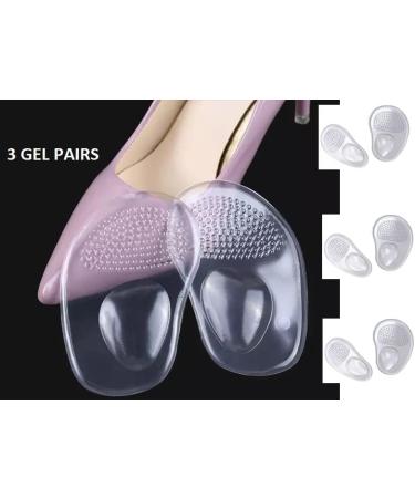 Transparent Silicon Metatarsal Pads for Women - 3 Pairs Gel Ball of Foot Cushions | All Day Painless Relief | One Size Shoe Inserts - Buy Online on GoSupps.com
