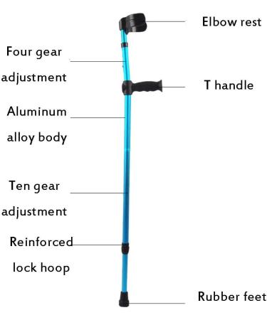 Forearm Crutches Crutches Fourteen Height Adjustments (84-116Cm) Non-Slip Handles and Rubber Feet Maximum Weight 100Kg Interesting Bathing in Sunlight - Buy Online on GoSupps.com