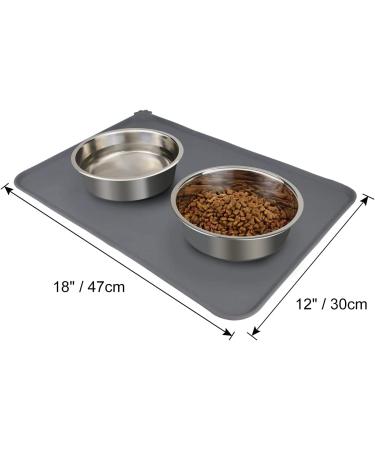 Joytale Silicone Waterproof Pet Bowl Mat - Large 21x14 or Medium 18.5x12 - Non Slip Bowl Placemat for Dogs and Cats - Grey - Buy Online on GoSupps.com