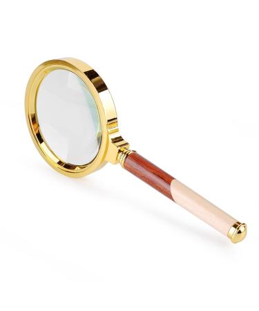 Magnifiers 5 Times The Hand-held Magnifying Glass Reading Old Children Reading Books 70mm5 Times Optical Glass Wooden Handle Class to Send Parents Reading Aids